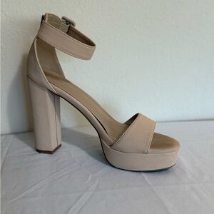 Chic Nude Block Heel Sandals